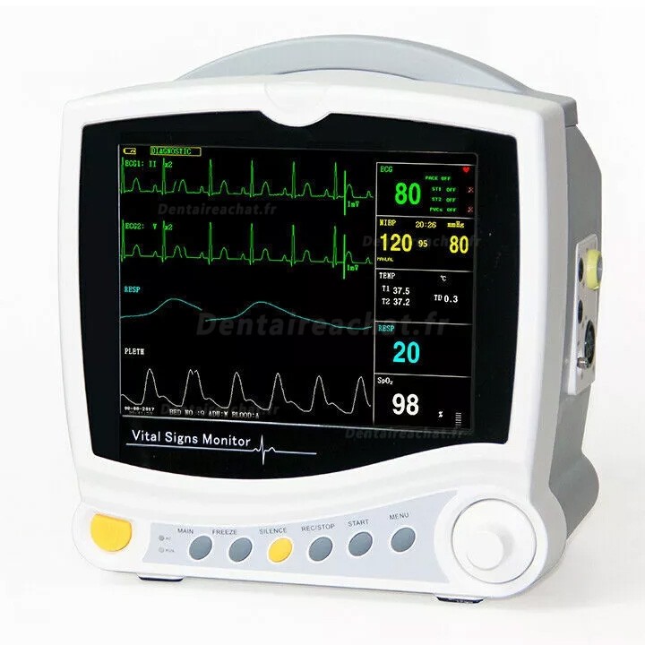 CONTEC® CMS6800 Moniteur multiparamétrique 8″Ecran Tactile (empérature, Respiration, Fréquence de pouls, NIBP, SpO2, ECG)